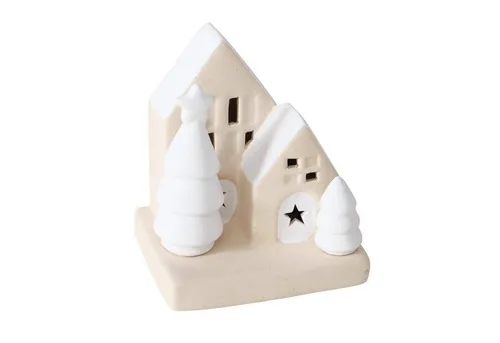 BOLTZE GRUPPE GmbH Weihnachtsfigur Haus mit LED-Beleuchtung - Handgefertigtes Deko-Objekt aus Keramik, sorgt mit integrierter LED-Beleuchtung für eine gemütliche Atmosphäre und ist ideal für stilvolle Wohnräume.