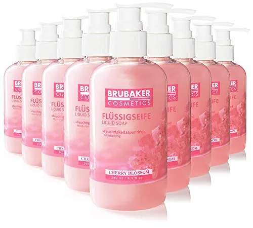 BRUBAKER Cosmetics Handwaschlotion Kirschblüte - 50 x 240 ml im praktischen Spender - Sanfte Handreinigung mit BRUBAKER Handwaschseife in Kirschblüte. Ideal für hygienisch saubere Hände und angenehmen Duft. Praktischer Spender für die tägliche Anwendung.