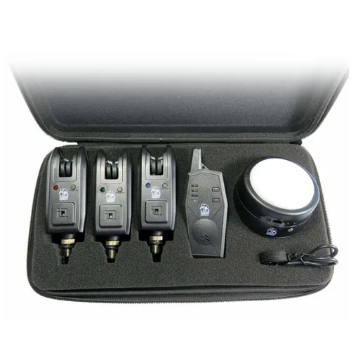 Behr RedCarp N-Funkbissanzeiger-Set mit Zeltlampe 3+1 - LED Bissanzeiger Set für Süßwasserangeln, inklusive praktischer Zeltlampe – ideal für Karpfen- und Aalangler.