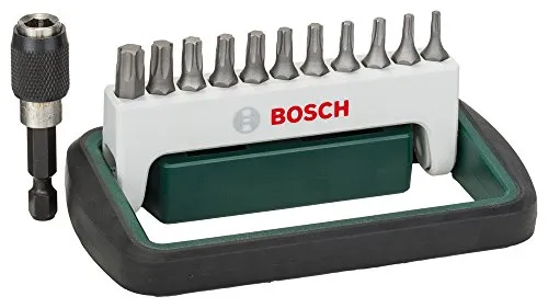 Bosch 12tlg. Schrauberbit-Set Standard für Innen-Torx-Schrauben (Bitlänge 25 mm, mit Schnellwechsel-Universalhalter, Magnetisch, Zubehör für Schraubanwendungen)