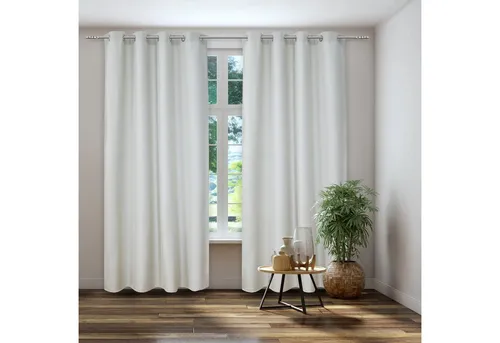 Kutti Dimout Vorhang 145cm, grau (hellgrau, weiß), mit Ösen - Der Kutti Dimout Vorhang sorgt für angenehmes Dämmerungslicht und optimalen Sichtschutz. Ideal für Wohnzimmer, Schlafzimmer oder Kinderzimmer, bietet er eine pflegeleichte Lösung für mehr Gemütlichkeit.