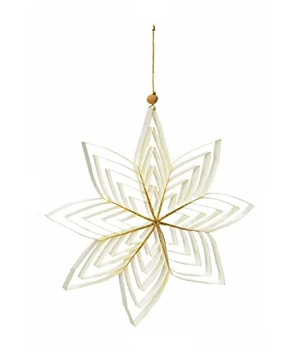 Weihnachtsstern 3D aus Papier in weiß - 20 cm/mittel - Weihnachts Deko Hänger mit goldenem Glitzer - Advent Winter Fenster Dekoration zum Hängen