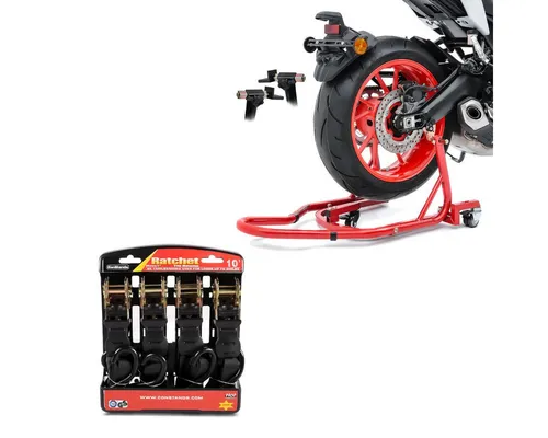 ConStands Motorradheber Set Rangierhilfe + Spanngurt S14 - Werkstatteinrichtung für einfaches Rangieren und Sichern von Motorrädern, inklusive Spanngurt für mehr Sicherheit beim Arbeiten.