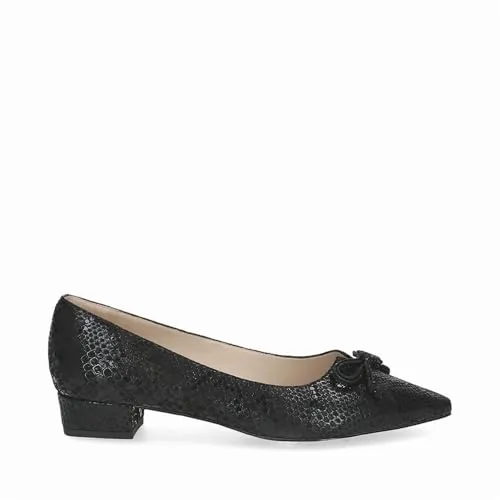 Peter Kaiser Damen - Pumps 72241 schwarz 37 mit Stil - Elegante Pumps mit Blockabsatz und Schleifenapplikation. Atmungsaktives Material in klassischem Reptiloptik-Design, ideal für besondere Anlässe.