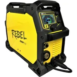 ESAB Rebel EMP 215ic - Tragbares Schweißgerät mit Zubehör - Schweißgeräte: ESAB Rebel EMP 215ic, tragbar mit mehrsprachigem TFT-Farbdisplay und robustem Gehäuse, ideal für Baustelleneinsatz. Inklusive Brenner, Massekabel und Schweißdraht.