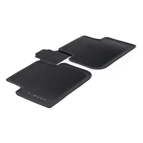 Volkswagen 57106151282V Gummi Fußmatten 3X Gummimatten hinten Premium Allwetterfußmatten, schwarz, mit Tiguan Modellschriftzug