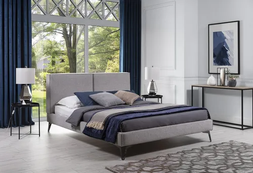 Luxus Doppelbett 160x200cm mit modernem Polsterdesign - Elegantes Bettgestell für Erwachsene mit grauem Textilbezug. Die Liegefläche von 160 x 200 cm bietet Komfort und Stil in jedem Schlafzimmer. Keine Montage erforderlich.