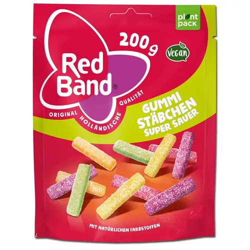 Red Band Gummi Stäbchen super sauer 200g Beutel 7,85€/1kg