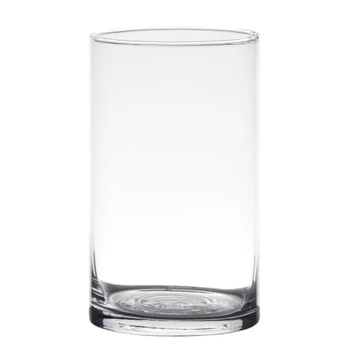 Dekoglas, Vase Zylinder H. 15cm D. 9cm transparent rund Glas Hakbijl