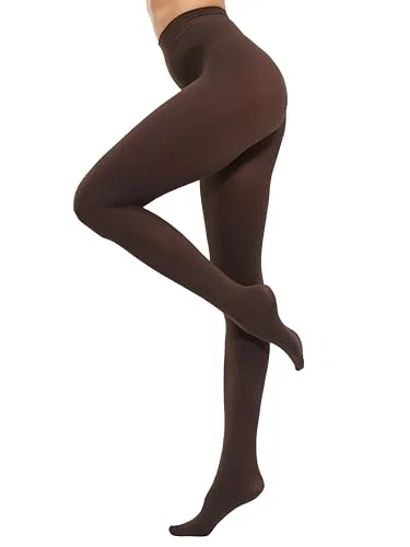 CozyWow Damen Strumpfhose 80D Elastisch blickdichte Hoch Taille über 30 Farben(Coffee,L-XL)