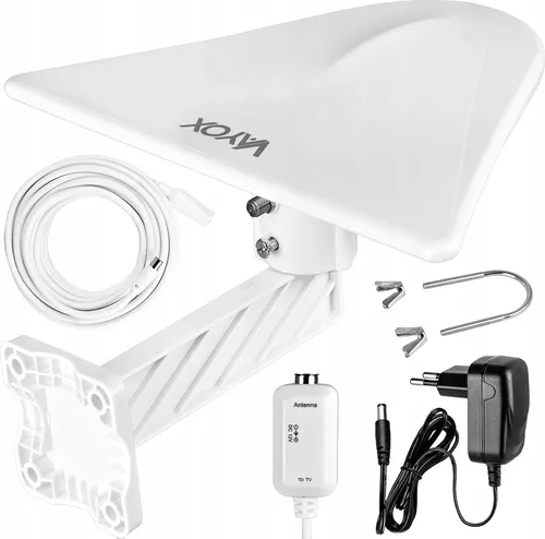 Vayox Außenantenne DigiActiv VA0022 | 4G, LTE, FM | VHF, UHF | DVB-T/DVB-T2 | MUX8 | 28dB | Weiß