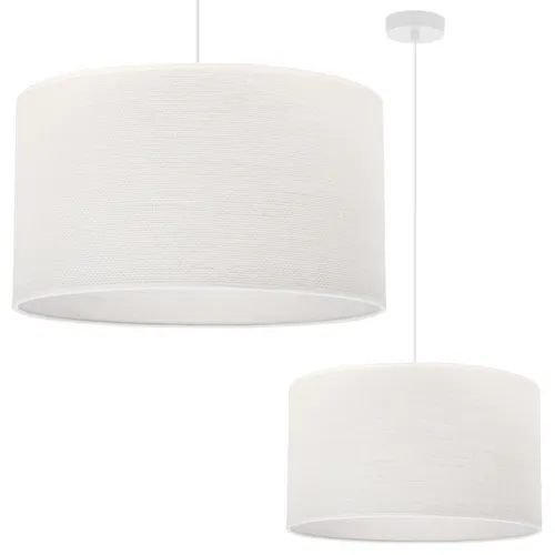 Weisse Jute-Hängelampe mit flachem Lampenschirm 40cm E27 - Moderne Hängelampe aus Jute, ideal für eine stilvolle Beleuchtung in Wohnräumen. Der flache Lampenschirm sorgt für eine gleichmäßige Lichtverteilung.