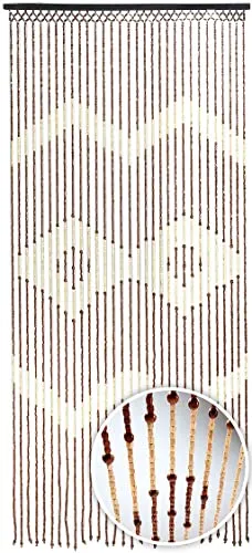 Kobolo Türvorhang Holzperlenvorhang Valencia 90x200 - Raumteiler-Vorhänge aus 100% Holz, transparent und in elegantem Zackenmuster. Ideal als Insektenschutz und stilvolle Raumtrennung.