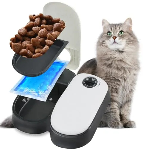 PAWISE Automatic Pet Feeder 300 ml Automatischer Futterspender für 48-Stunden-Planung für 2 Mahlzeiten Zeitgesteuerter Futternapf für Hunde und Katzen