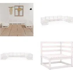 vidaXL 8 tlg. Garten Lounge Set Weiß Massivholz Kiefer