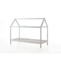 Vipack Dallas 2 Hausbett 90 x 200 cm, Weiß - Modernes Jugendbett aus massiver Kiefer, inklusive Lattenrost. Gestalten Sie das Dach individuell für eine persönliche Atmosphäre im Kinderzimmer.