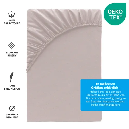 Spannbettlaken Jersey 100% Baumwolle – Spannbetttuch 8 Größen 32 Farben