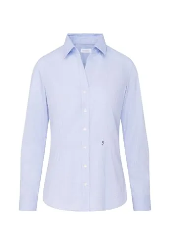 Hemdbluse SEIDENSTICKER Damen Gr. L, hellblau kariert - Elegante Slim Fit Bluse aus 100% Baumwolle, ideal für Business-Outfits. Bügelfrei und nachhaltig produziert, sorgt sie für einen stilvollen Auftritt.