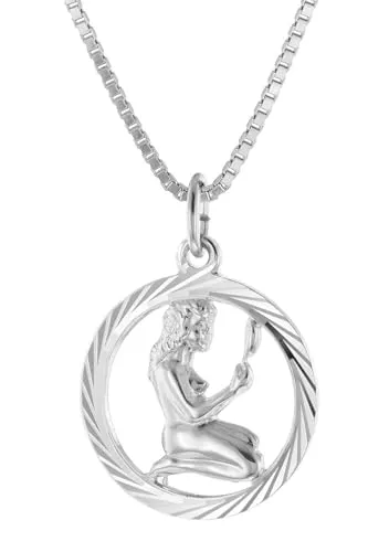 trendor Jungfrau Halskette Silber 925 mit Tierkreiszeichen Anhänger für Damen - Elegante Halskette mit Jungfrau-Anhänger aus Silber 925. Edler Glanz durch Rhodium-Auflage, perfekt als Geschenk oder für den eigenen Stil. Inklusive hochwertiger Geschenk-Box.