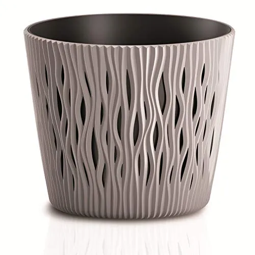 Runder sandrunde Plastiktopf in Mocca 18,9 (Länge) x 18,9 (Breite) x 16,5 (hoch) cm