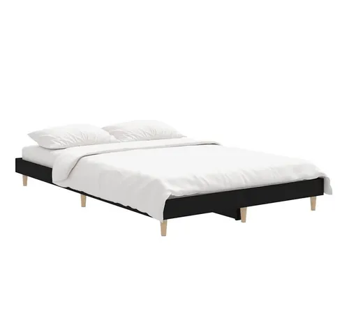 Bettgestell Schwarz 120x190 cm aus Holzwerkstoff - Stylisches Bettrahmen in Schwarz, ideal für moderne Schlafzimmer. Robustes Holzwerkstoff sorgt für hohe Stabilität und Langlebigkeit.
