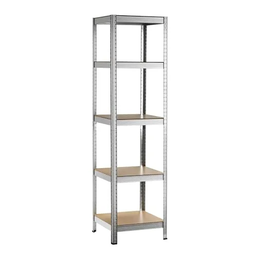 Wiltec Schwerlastregal verzinkt 45 x 45 x 180 cm – 200 kg Traglast, flexibles Stecksystem