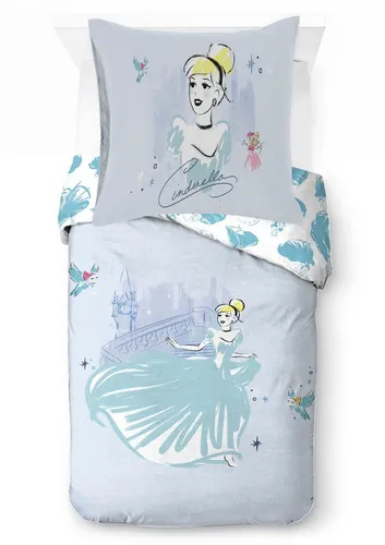 Jay Franco Disney Prinzessin Cinderella Bettwäsche-Set 100% Baumwolle - Einzelbett-Bettwäsche-Set mit fröhlichem Cinderella-Design (137 x 200 cm + 80 x 80 cm Kissenbezug). Pflegeleicht und langlebig für gemütlichen Schlafkomfort. Perfektes Geschenk für kleine Prinzessinnen!