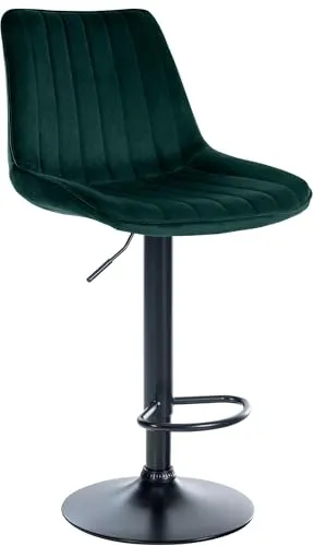 CLP Barhocker Toni Samt - Höhenverstellbarer Thekenhocker mit Rückenlehne in Grün - Stylischer Barhocker mit bequemem Samtbezug, höhenverstellbar und um 360° drehbar. Ideal für gemütliche Abende an der Theke und in verschiedenen Farben erhältlich.