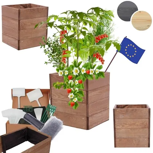 Modo24 Hochbeet aus Massivholz – Höhenverstellbares Kräuter- und Blumenbeet in 4 Farben