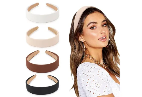 LuxusKollektion Haarreif 4er Pack breite Samtstirnbänder Damen Mädchen Boho Haarreifen