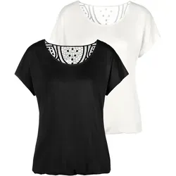 Kurzarmshirt VIVANCE mit Häkelspitze am Rücken von Vivance