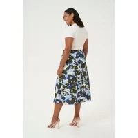 Rock A-Shape mit Blauem Blumendruck - A-Shape Rock mit elastischer Taille in Midi-Länge. Pflegeleicht und bequem, ideal für den Sommer. Materialmix sorgt für angenehmen Tragekomfort.