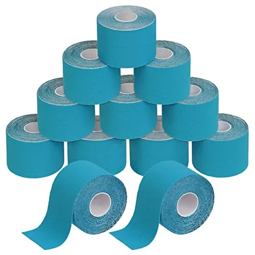 BB Sport Kinesiologie Tape Set – 12 Rollen in hellblau - Elastisches und wasserfestes Physio Tape Set mit 12 Rollen (5 cm x 5 m). Inklusive E-Book mit Anwendungsbeispielen für hohen Tragekomfort und vielseitige Einsatzmöglichkeiten.