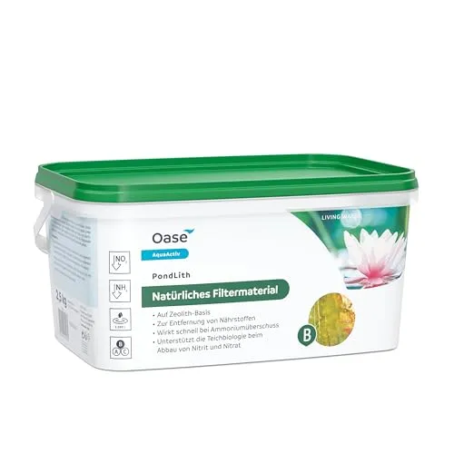 Oase 43147 AquaActiv PondLith, 2,5 kg - Zeolith Filtermaterial, Filtermedium mit 5-10 mm Körnung, Entfernung von Stickstoffverbindungen aus Gartenteichen, Silber