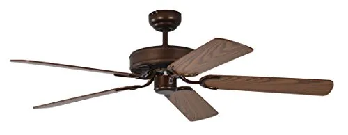 Pepeo Deckenventilator Potkuri ohne Beleuchtung - Ventilator im antiken Bronze-Design mit Wendeflügeln aus Eiche, ideal für Räume bis 25 m². Hohe Energieeffizienz und leiser Betrieb für angenehme Luftzirkulation.