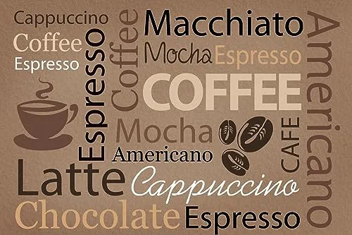 Queence Küchen Spritzschutz Coffee 60x40 cm - Spritzschutz für die Küche aus hitzebeständigem Alu-DiBond, schützt effektiv vor Fettspritzern und ist leicht zu reinigen. Ideal für Herd und Spüle, modernes Design für jeden Küchenstil.