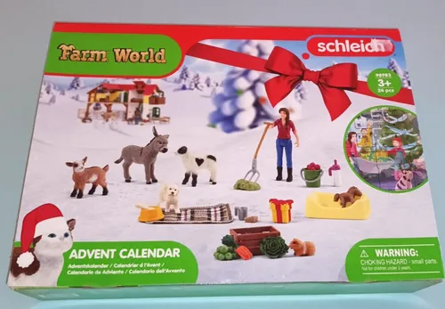 Schleich Farm World Adventskalender 2023 - 24 Überraschungen mit Bäuerin Laura und süßen Tierbabys für ein magisches Weihnachtsfest
