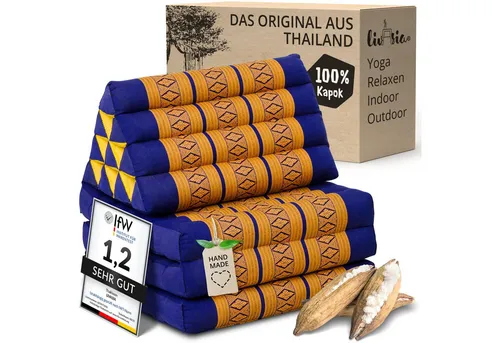 livasia Sitzsack Thaikissen 3 Auflagen (Classic) vegan und handgefertigt, 175x50x8cm, Kapok