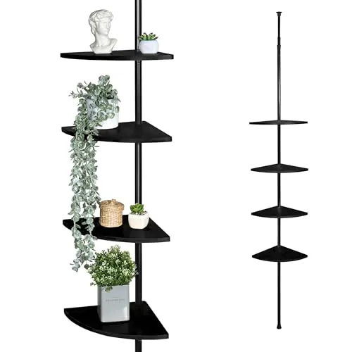 bremermann Eckregal Teleskopregal mit 4 Bambus Ablageböden von Bremermann