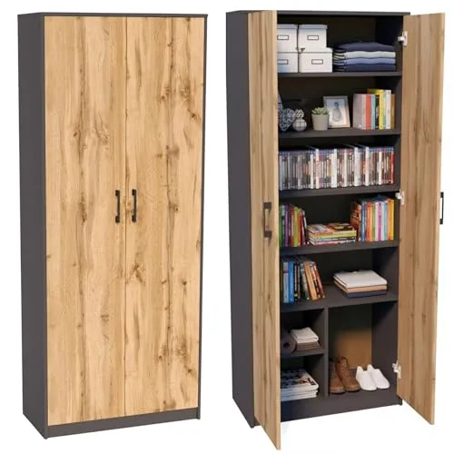 Mehrzweckschrank mit 8 Fächern – Moderner Haushaltsschrank in mattem Finish