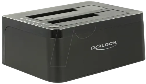 DELOCK 62661 - Dual Dockingstation für 2.5''/3.5'' SATA HDDs - Dockingstation für den externen Anschluss von zwei SATA HDDs, mit Klon-Funktion für einfaches Kopieren ohne PC. Ideal für Datensicherung und schnelle Zugriffe.