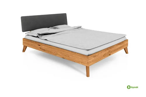 byoak Bett GREG 3 aus Massivholz mit Polsterkopfteil, Naturgeölt
