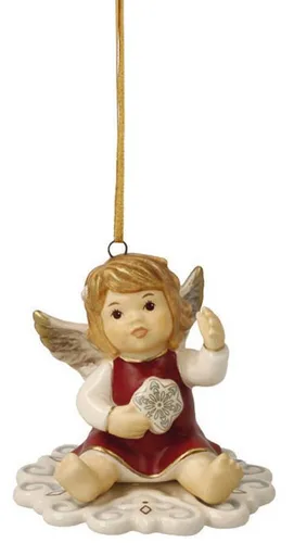 Goebel Engelfigur Auf dem Weg zur Erde - Bordeaux Himmelsboten Weihnachten - Nussknacker Figur aus der Serie „Himmelsboten“, detailreich handbemalt mit goldenen Verzierungen und edlem Champagner-Bordeaux-Finish, ideal als festliches Geschenk oder Sammlerstück.