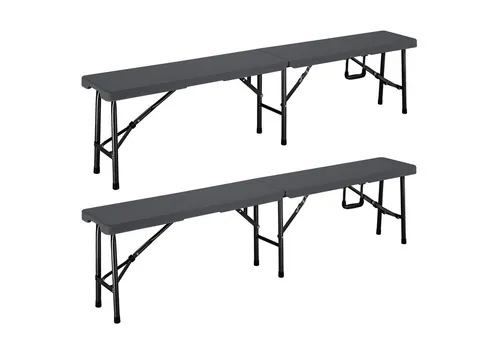 Casaria® 2er Set Klappbare Bierbänke für 8 Personen - Praktische und platzsparende Klappbänke, ideal für Gartenpartys und Camping. Mit Tragegriffen und robustem Design für bis zu 200 kg pro Bank.