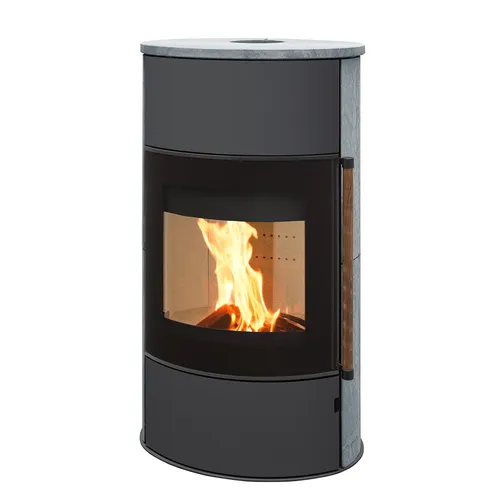 H M Kaminofen Mango 2.0 - 8kW Holzofen mit großer Sichtscheibe, effizienter Naturstein-Speicher für gemütliche Wärme in jedem Wohnraum