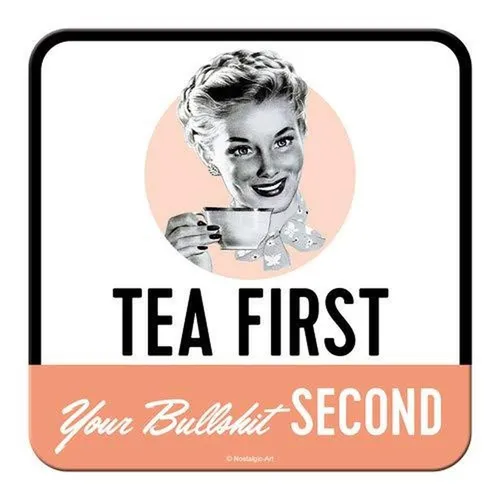 Nostalgic-Art - Retro Glasuntersetzer Metall Kork Rutschfest 9x9cm - Tea First