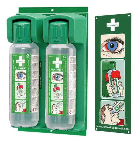 Cederroth Wandhalter für 2 x 500 ml Augenspülflasche - 7202 - Praktisches Zubehör zur sicheren Aufbewahrung von Augenspülflaschen, ideal für Betriebe und Notfallstationen.