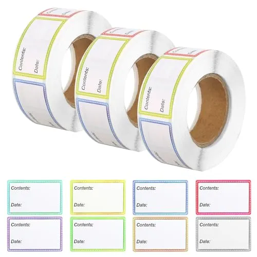 Hochwertige Klebeetiketten für Lebensmittel, 1500 Stück - Universal-Aufkleber, ideal für die Beschriftung von Lebensmitteln mit spurloser Entfernung und in 8 Farben für bessere Organisation in Küche und Gefrierschrank.