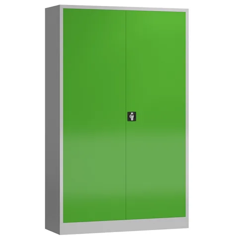 Abschließbarer Metallschrank 1945 x 1200 x 420 mm - Garderobenschrank mit 4 verstellbaren Fachböden, ideal für Büro und Werkstatt. Robuste Stahlkonstruktion mit Sicherheits-Zylinderschloss für sicheren Stauraum.