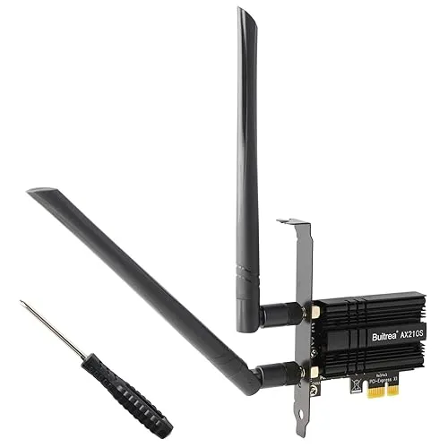 Buitrea WiFi 6E 5400Mbps WLAN PCIe Karte mit Bluetooth 5.3, Intel WiFi 6E AX210 Chipsatz, Bis zu 5400Mbit/s Tri-Band (6GHz/5GHz/2.4GH) WLAN Netzwerkkarte Adapter für Windows 11/10(64bit)